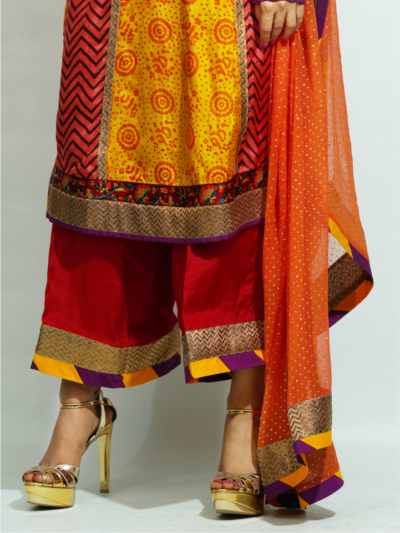 3 Piece Block Print Silk Set – Fusion Fiesta - Image 3